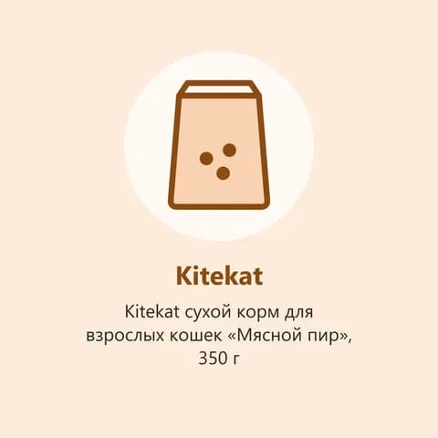 Kitekat сухой корм для взрослых кошек «Мясной пир», 350 г (фото-заглушка)