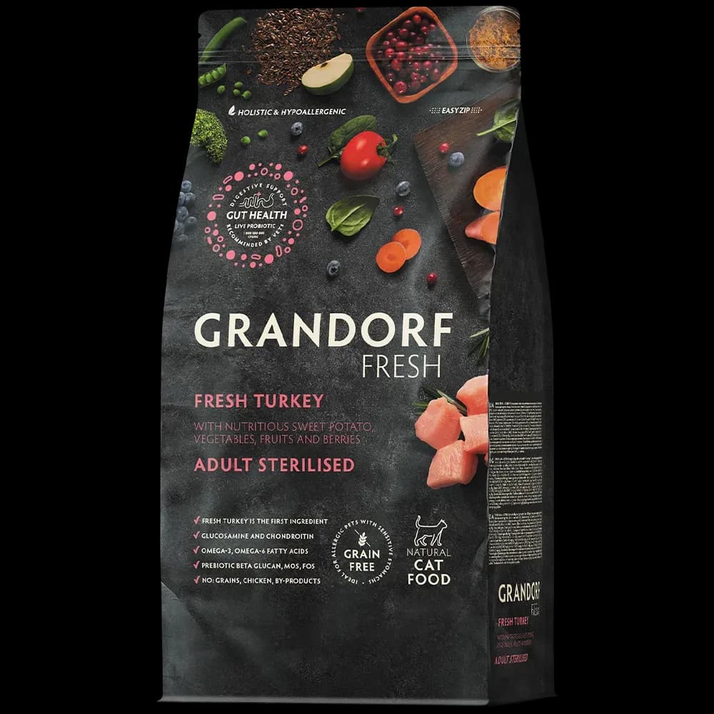 Grandorf fresh беззерновой корм для стерилизованных кошек с индейкой