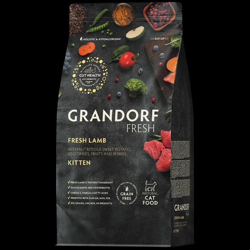 Grandorf fresh беззерновой корм для котят с ягненком