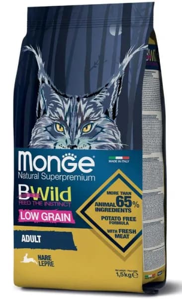 Monge BWild низкозерновой корм для кошек с зайцем