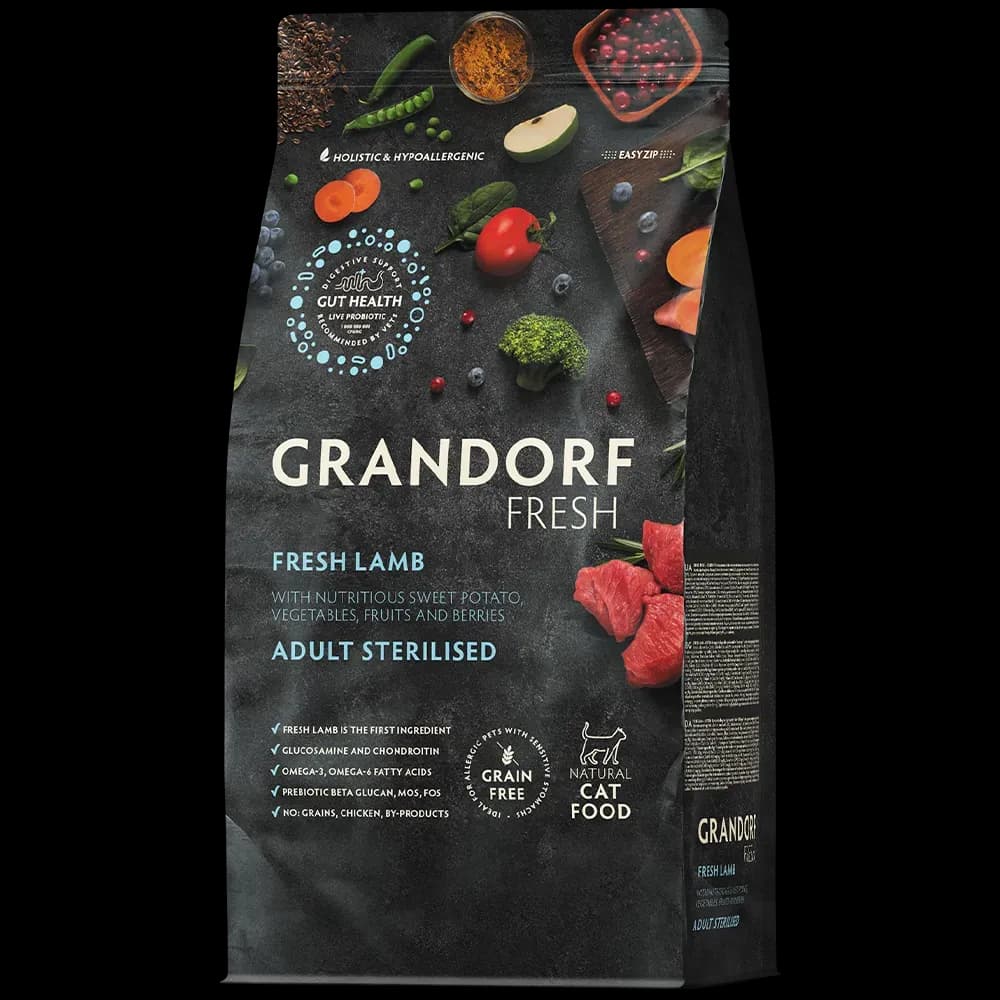 Grandorf fresh беззерновой корм для стерилизованных кошек с ягненком